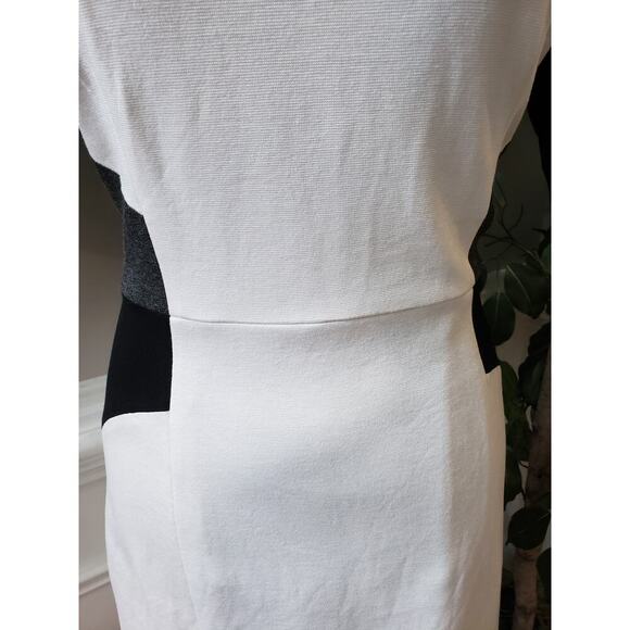 Milly Sheath Dress Women's L Black & White Lined Back Zip Short Sleeve Crew Neck - Picture 11 of 13